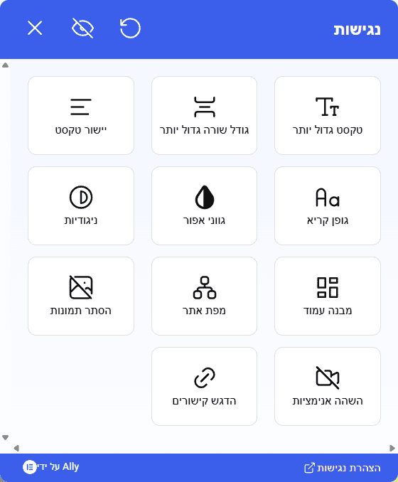 סרגל נגישות אתר פורחים ביחד